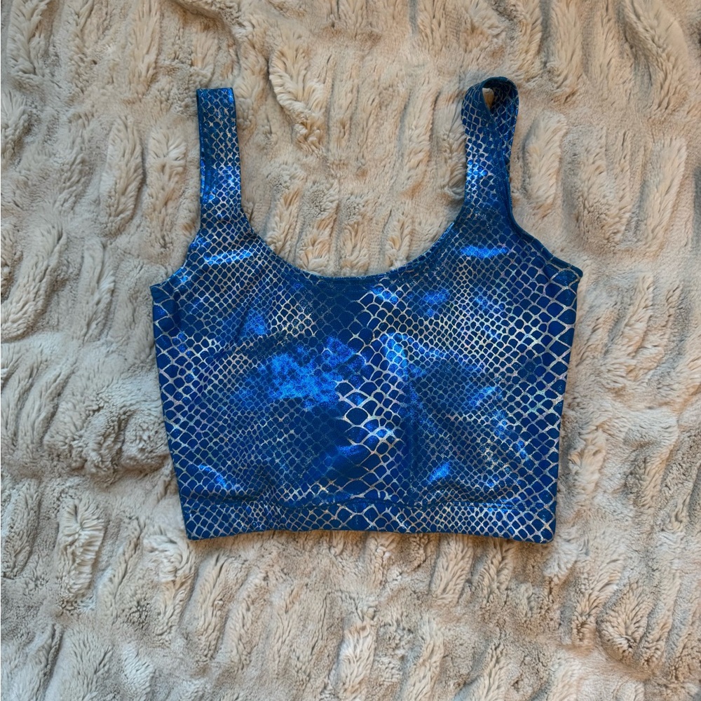 YRU Holographic Snake Print Crop Tank